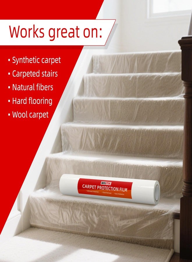 WELSTIK Clear Carpet Protector Film 24" x 200' Single Roll. Clean-Removing, Rugged Plastic Carpet Protector for Surface Protection During Construction, Alteration or Painting - Image 4